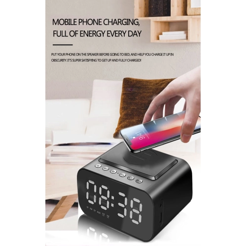 4 in 1 Wireless Phone Charging Station, Smart Digital Alarm Clock, Bluetooth Speaker, FM Radio for Bedroom and Office