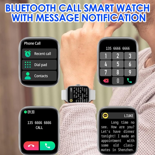 Smart Bluetooth Call Watch, Portable Waterproof Sports Watch with Heart Rate Monitoring Suitable for Running, Traveling