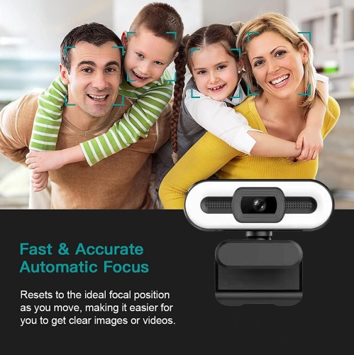 4K high-definition computer camera, network USB camera, 1080P online class live broadcast, adjustable 3 colors of fill light and auto focus