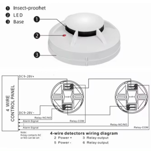 2Wire Smoke Alarm, Fire Alarm System 9-28V Wiring Smoke Detector