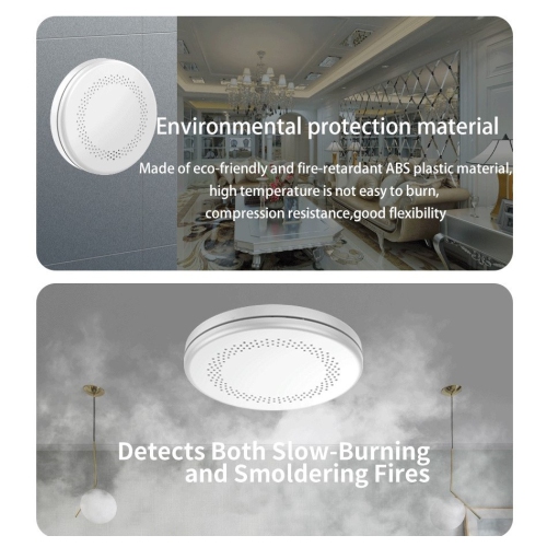 Détecteur de fumée Wi-Fi Tuya, détecteur de fumée sans fil à domicile, notification intelligente à distance de détection d'incendie