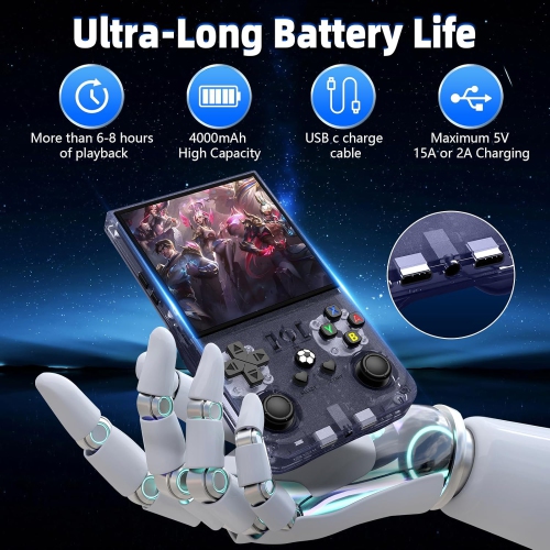 R36 Max Retro Handheld Game Console, 128G Video Game Console, Built-in 30000+ Games, 4000 mAh Rechargeable, Supports 30+ Emulators, Linux System, 4.0