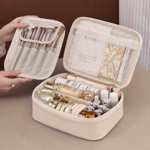 New free partition large capacity high-end portable cosmetic bag travel makeup brush cosmetic bag portable car box travel toiletries bag storage box