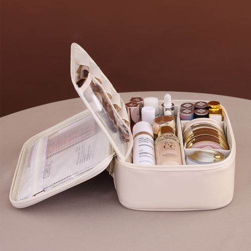 New free partition large capacity high-end portable cosmetic bag travel makeup brush cosmetic bag portable car box travel toiletries bag storage box