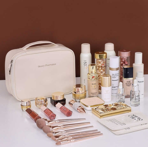 New free partition large capacity high-end portable cosmetic bag travel makeup brush cosmetic bag portable car box travel toiletries bag storage box