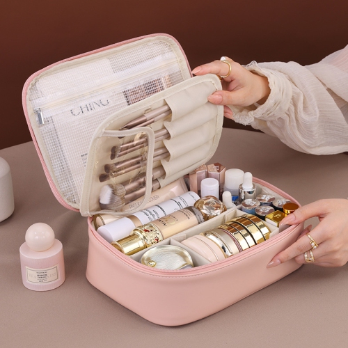 New free partition large capacity high-end portable cosmetic bag travel makeup brush cosmetic bag portable car box travel toiletries bag storage box