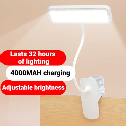 Clip-on desk lamp bedside reading lamp eye protection unlimited brightness three-color temperature LED desk lamp rechargeable night light plug-in