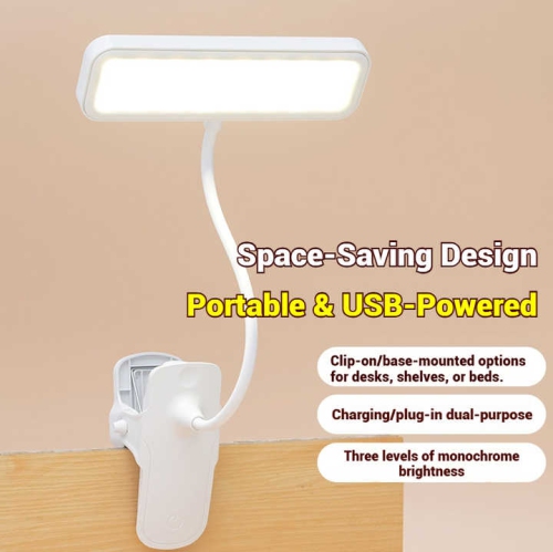 Clip-on desk lamp bedside reading lamp eye protection unlimited brightness three-color temperature LED desk lamp rechargeable night light plug-in