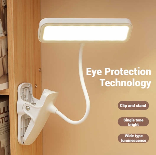 Clip-on desk lamp bedside reading lamp eye protection unlimited brightness three-color temperature LED desk lamp rechargeable night light plug-in