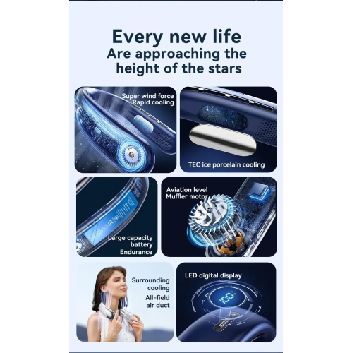 Portable neck fan air conditioning cooling neck fan wearable fan wrapped around the neck charging cooling gift men and women travel essential N25