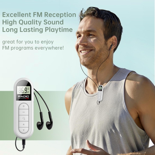 FM Radio, Rechargeable Portable Pocket Transistor Radio, Best Reception, LCD Digital Tuning with Backlight, Stereo, Belt Clip for Jogging, Walking