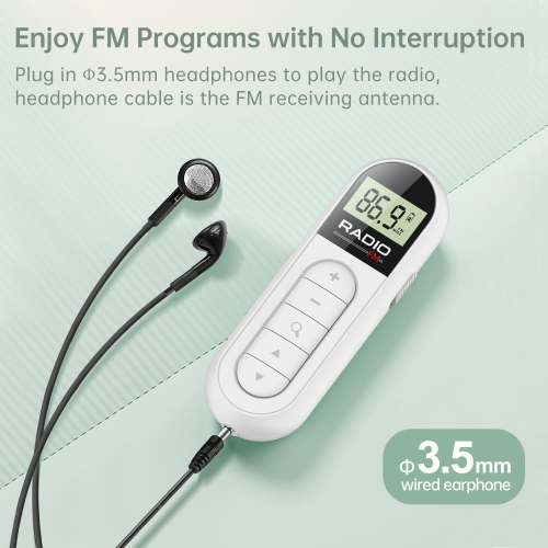 FM Radio, Rechargeable Portable Pocket Transistor Radio, Best Reception, LCD Digital Tuning with Backlight, Stereo, Belt Clip for Jogging, Walking