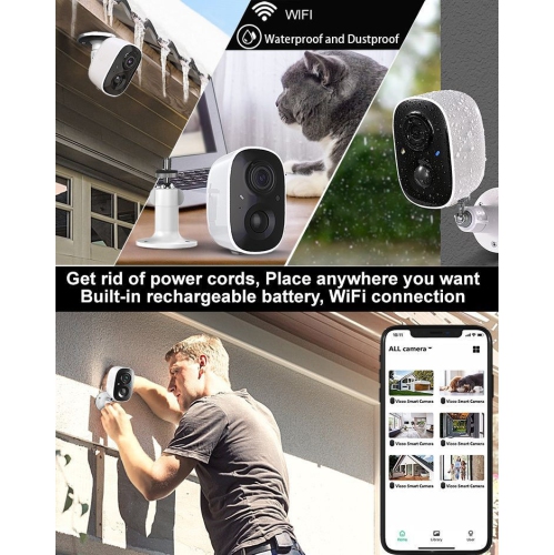 Outdoor wireless surveillance camera, low power battery camera home wifi mobile phone remote baby monitor, battery powered network surveillance