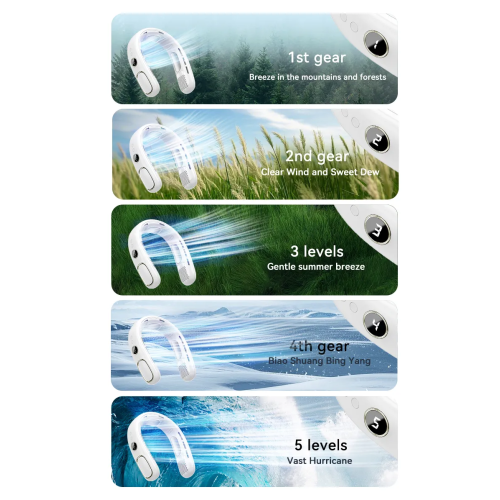Semiconductor Refrigeration Neck Fan USB Charging Leafless Ice Compress Lazy Outdoor Portable Neck Fan - 4000mAh Portable Neck Fan Five Speed Modes