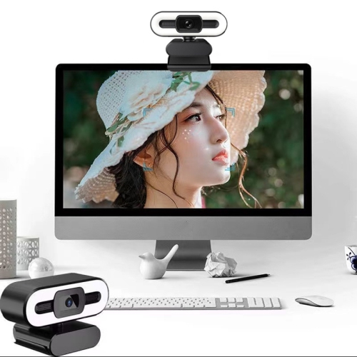 2K high-definition computer camera, network USB camera, 1080P online class live broadcast, adjustable 3 colors of fill light and auto focus