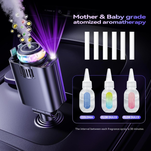 New five-in-one car charger retractable cable car intelligent aromatherapy perfume starry sky top super fast charging car charger 45W fast charging