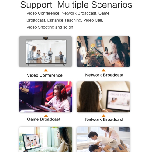 Caméra d'ordinateur Support réglable prêt à l'emploi, caméra Web USB 1080p avec microphone intégré pour les conférences sur portable ou la diffusion