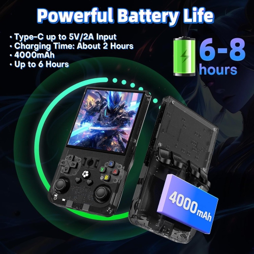 R36 Max Retro Handheld Game Console, 128G Video Game Console, Built-in 30000+ Games, 4000 mAh Rechargeable, Supports 30+ Emulators, Linux System, 4.0