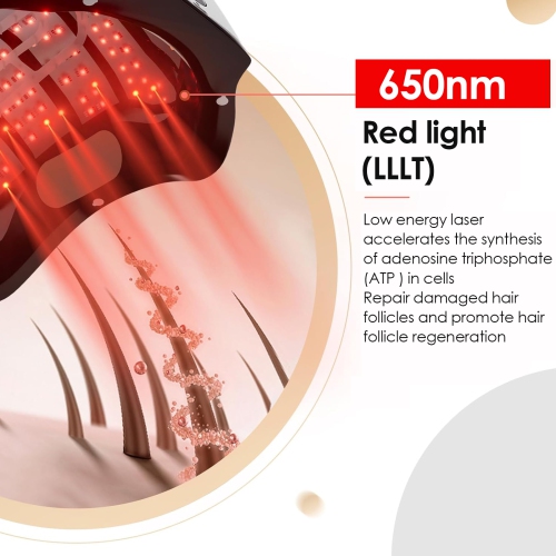 Laser Hair Growth Cap 660nm Infrared Light Therapy Red Light Therapy for Hair Loss LED Light Black Hair Regrowth Treatment for Men and Women