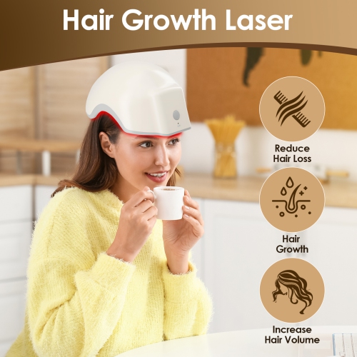 Laser Hair Growth Cap 660nm Infrared Light Therapy Red Light Therapy for Hair Loss LED Light Black Hair Regrowth Treatment for Men and Women