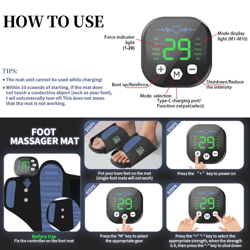 Massage Foot Pad EMS Acupoint Pulse Foot Massager Foot Meridian Massager