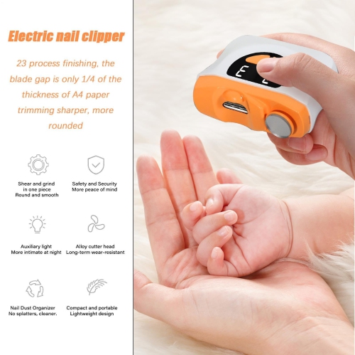 Electric Nail Clipper, Polishing Automatic Fingernail Trimmer, 3-Speed Led Quiet Nail Clipper Built-in Scraps Storage Portable for Men Women Kids