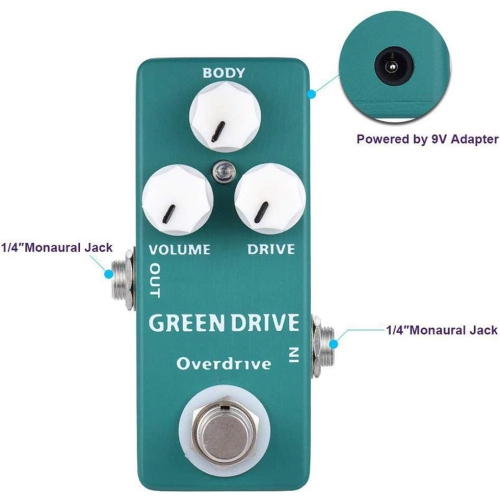 Classic Rock Overdrive Guitar Effects - Natural Smooth Overdrive Tone Three-Knob Control True Bypass Design