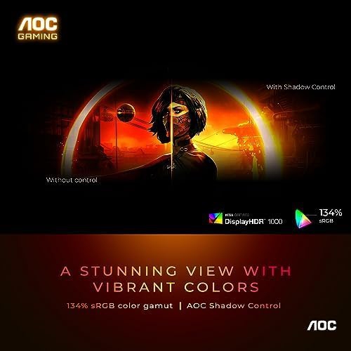 AOC Q27G3XMN 27" 2K QHD Gaming Monitor, 2560x1440, Mini LED, 180Hz, HDMI 2.0 x 1, DisplayPort 1.4 x1, Adaptive Sync, Xbox/PS5/Switch Ready