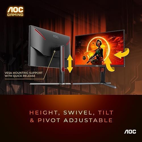 AOC Q27G3XMN 27" 2K QHD Gaming Monitor, 2560x1440, Mini LED, 180Hz, HDMI 2.0 x 1, DisplayPort 1.4 x1, Adaptive Sync, Xbox/PS5/Switch Ready