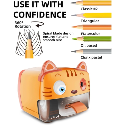 Classroom pencil sharpener, cute plug-in children's pencil sharpener, automatic stop pencil sharpener