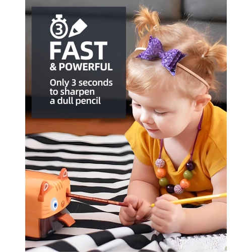 Classroom pencil sharpener, cute plug-in children's pencil sharpener, automatic stop pencil sharpener