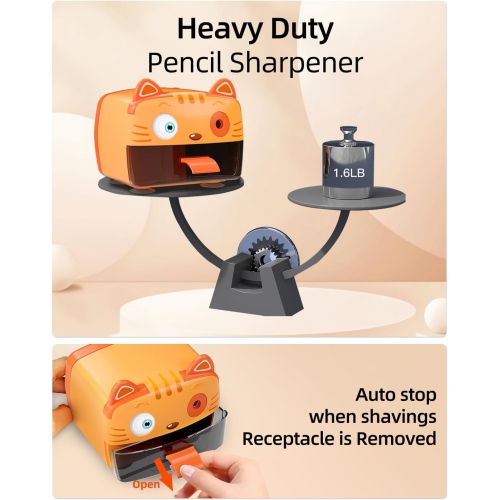 Classroom pencil sharpener, cute plug-in children's pencil sharpener, automatic stop pencil sharpener