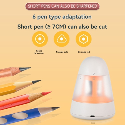 Taille-crayon électrique, pile rechargeable 1500&nbsp;mAh intégrée, adapté aux crayons de ≥7&nbsp;cm, affûtage rapide et automatique
