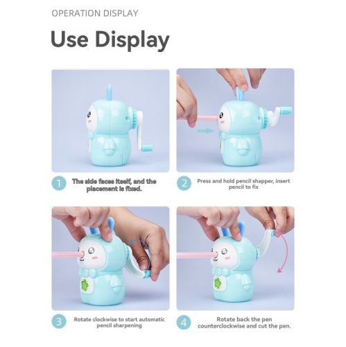 Taille-crayon manuel, taille-crayon à manivelle en forme de lapin de dessin animé, taille-crayon portatif à un trou, idéal pour les fournitures