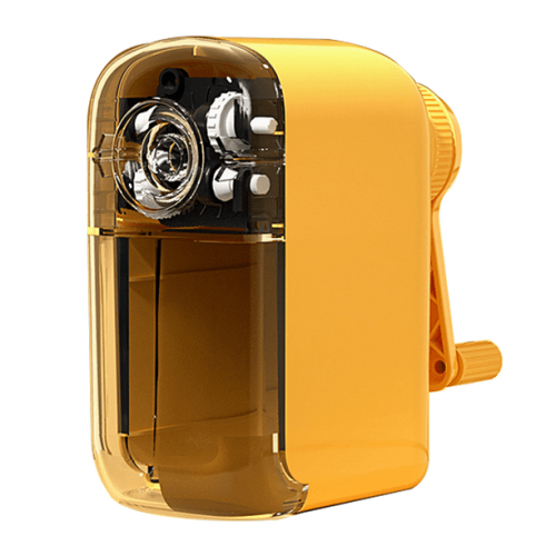 Taille-crayon manuel pour les étudiants en arts, taille-crayon à 5 vitesses à manivelle pour le dessin - jaune