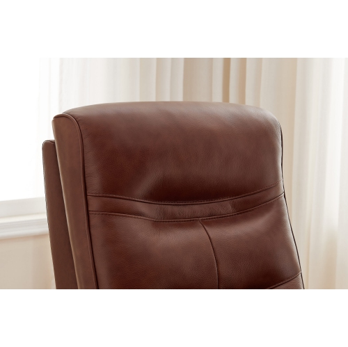 Valencia – Fauteuil coulissant inclinable électrique pivotant en cuir de surface Laisha, brun foncé