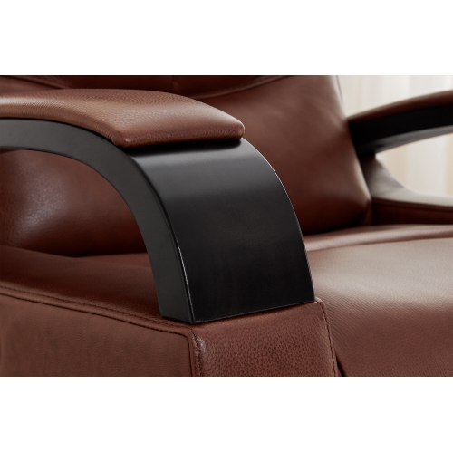 Valencia – Fauteuil coulissant inclinable électrique pivotant en cuir de surface Laisha, brun foncé