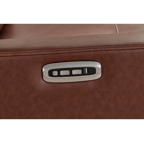 Valencia – Fauteuil coulissant inclinable électrique pivotant en cuir de surface Laisha, brun foncé