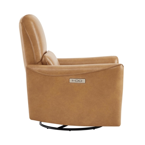 Valencia – Fauteuil coulissant pivotant en cuir pour chambre de bébé Kirstin, brun