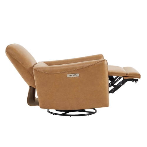 Valencia – Fauteuil coulissant pivotant en cuir pour chambre de bébé Kirstin, brun