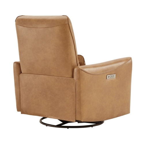 Valencia – Fauteuil coulissant pivotant en cuir pour chambre de bébé Kirstin, brun