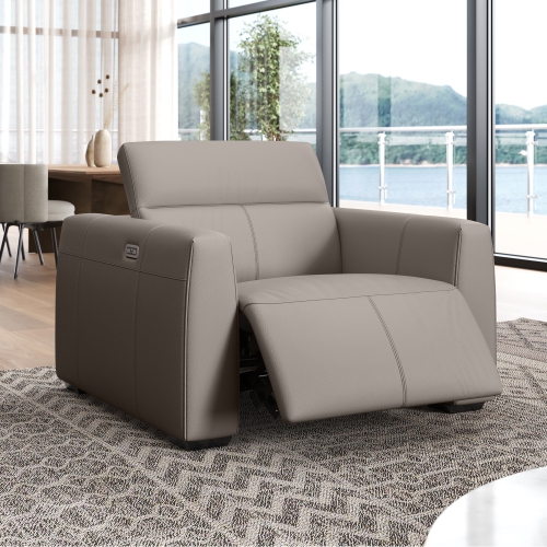 Valencia – Fauteuil inclinable simple en cuir Carmen, gris clair