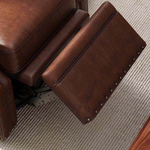 Valencia Liam Tufted Full-Anline Leather Recliner with Nailheads, Single Seat, Lipari Choco