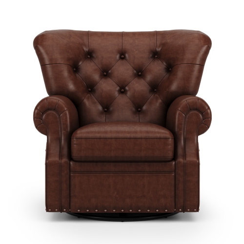 Valencia Liam Tufted Full-Anline Leather Recliner with Nailheads, Single Seat, Lipari Choco
