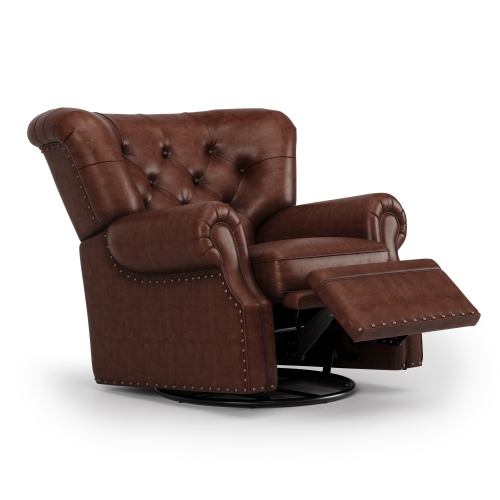 Valencia Liam Tufted Full-Anline Leather Recliner with Nailheads, Single Seat, Lipari Choco
