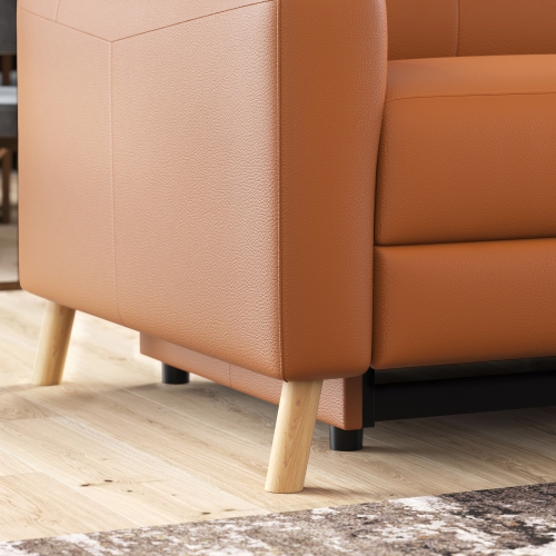 Valencia – Fauteuil d'appoint en cuir pleine fleur Elodie, cognac