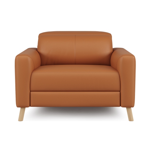 Valencia – Fauteuil d'appoint en cuir pleine fleur Elodie, cognac