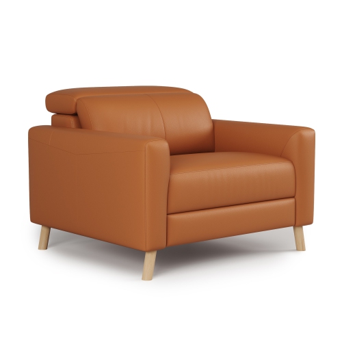 Valencia – Fauteuil d'appoint en cuir pleine fleur Elodie, cognac