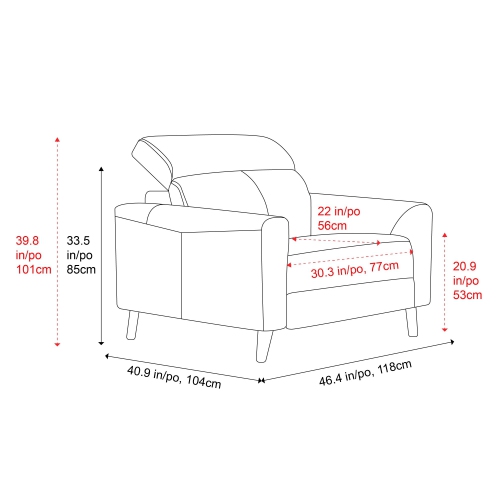 Valencia – Fauteuil d'appoint en cuir pleine fleur Elodie, cognac