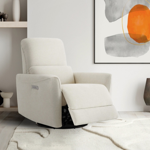 Valencia Kirstin Performance Fabric Swivel Glider Recliner Chair, Beige